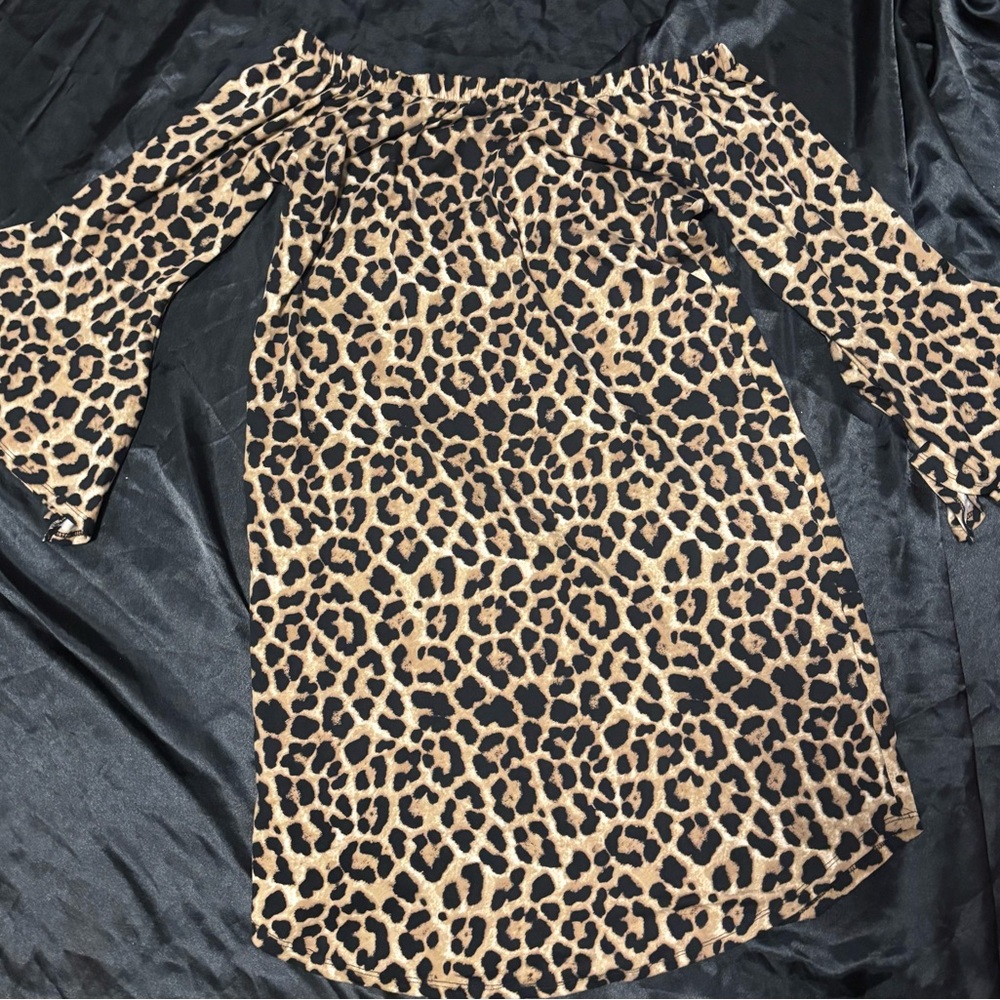 Leopard Print Off-Shoulder Dress